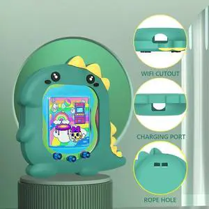 Silicone Case Shockproof Protector Skin Cute 3D Dinosaur Pattern with Finger Lanyard for Tamagotchi Uni 2023 Virtual Pet Machine