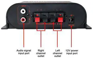 AK170 Mini Audio Amplifier RCA Input HIFI Stereo Audio Amplifier 20W*2 Portable Sound Amplifier with LED Light Ring Car Home Use