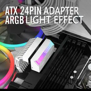 ATX 24Pin To 90 Degree Power Supply Cable Connectors Computer Parts Motherboard Power Connectors 5V 3-pin ARGB DIY Mounting