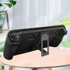 Silicone Case Anti Slip Soft Shell Game Console Full Cover with Foldable Bracket Replacement Accessories for Steam Deck