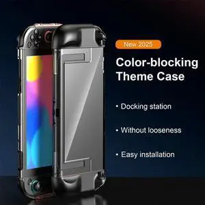For NS2 PC Hard Case with Joystick Cap Split TPU Protective Cover Wear Resist Anti-Scratch Crystal Protector Game Accessories