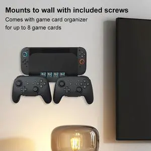 Console Holder Stand with 8 Game Card Holders and Controller Hooks Organizer for Nintendo Switch2 Game Accessories