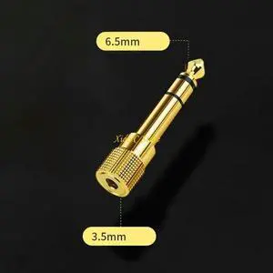 1Pair Gold Plated Mono Auditory Adapters 6.5mm Female to 3.5mm Male Converters