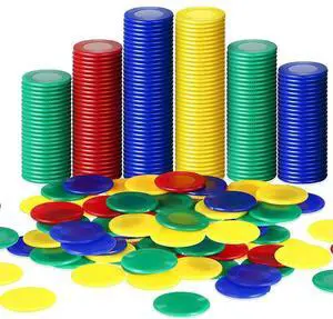 400 Pieces Plastic Poker Chips Game Chips 4 Colors Counter Card for Game Playing Counting Bingo Game Chips Card, 4