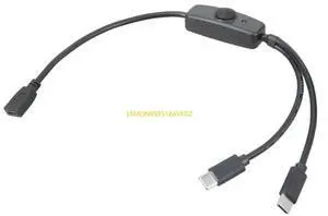 3A Charging Cord USB 5Pin to Type C Extension Cable 1 to 2 Built In Switching Button for Phones and Small Gadgets