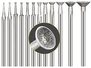 Bowl Shape Diamond Grinding Burr Fits for Rotary Tool Includes for Dremel with 2.35mm Shank (Pack of 12)
