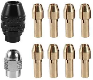 Drill Chuck Collet Set for Dremel,1/32inch to 1/8inch Replacement 4486 Keyless Bit with Replacement Rotary Drill Nut Set