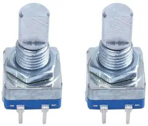 2X 20-Point Shaft Detents Encoder And 360 Degree Rotary With Push Button Blue + Silver