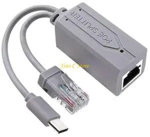 Compactly USB C PoE Splitter 48V To 5V 2.4A Compatible for NonPoE Devices IEEE802.3af Standard Seamlessly Integration