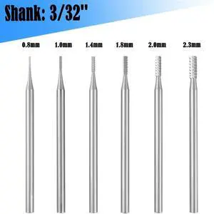 6Pcs Cylinder Shape Jewelry Burr - 3/32Inch Shank Cylindrical Cross-Cut Burs Lapidary Setting Tools