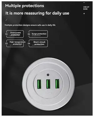 3-In-1 Data Line Splitter 3-Port USB Hub Desktop Charger Embedded Charging Station For Mobile Phones Desk Or