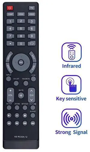 NS-15E720A12 NS-19E450A11 NS-22E730A12 NS-24E730A12 Compatible Remote Control Replacement NS-RC02A-12 For In