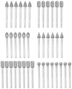 40 Pieces Diamond Burr Bits Stone Carving Set for Dremel Rotary Tool with 1/8 Inch Shank for Polishing Engraving Stone