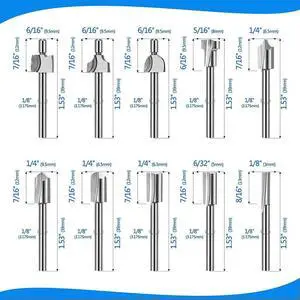 20Pc HSS Router Carbide Engraving Bits for Dremel Router Bit Set 1/8 Inch(3mm) Shank for Dremel Proxxon Rotary Tools