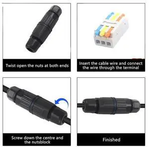 4 Sets Replaceable Lever Wire Connectors 3 Way IP68 Waterproof Outdoor Electrical Cable Connector Junction Box