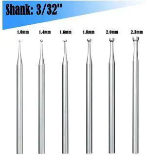 6 Pcs Round Cup Burr - 3/32Inch Shank Jewelry Making Burs Wire Rounder Bits