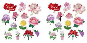 26 PCS Iron On Patches Flower Appliques Stickers, Flower Basket Embroidery Decorative Patches Applique Sew On Patc