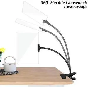 5X Magnifying Glass with Clip, 6x3.5 Inch Magnifier with Clamp Adjustable Flexible Gooseneck,Clip on Magnifying Glass