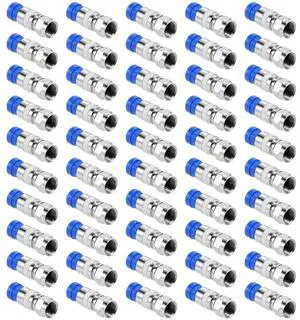 50PCS RG6 Compression Connectors Coaxial Cable Waterproof Connection F Compression Connector RG6 Coaxial Compression Tool