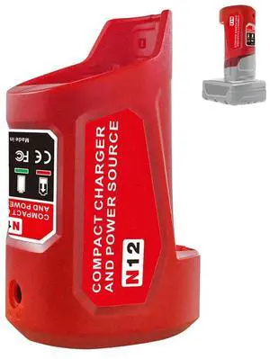 N12 Power Source Adapter for Milwaukee 12V M12 Power Wheel Charger Adapter with 12V DC Port USB2.0 Port