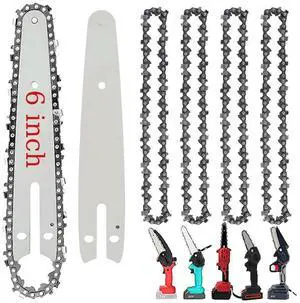 5 Pieces 6 Inch Mini Chainsaw Chain with 2 Pcs Replacement Saw Chain Bar for Cordless Electric Portable Mini Chainsaw