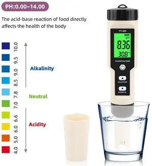 4 in 1 YY-400 PH/ORP/H2&TEM Meter Digital Hydrogen Ion Concentration Tester for Aquarium, Swimming Pool, Backlight