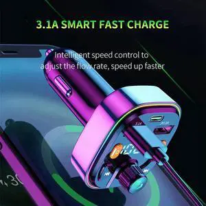 2X Bluetooth FM Transmitter For Car - Dual USB Port And Type-C PD Car Charger, 7 Colors LED Backlit, MP3 Music Pla