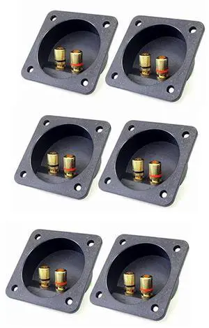 DIY Home Car Stereo Screw Cup Connectors Subwoofer Plugs 2-Way Speaker Box Terminal Binding Post, 6 Pcs Black