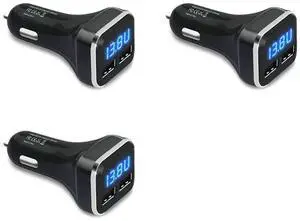 3X Car Charger Volt Meter Car Monitor With LED Voltage & Amps Display, For 11 / Xs ,Galaxy S20 / S1