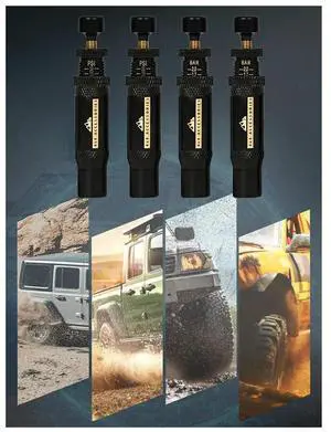 Adjustable Auto-Stop Tire-Deflator Valve Kit (10-30 PSI) 4 PCS Screw-on Tyre Air Down Tool for Vehicles Motorcycle