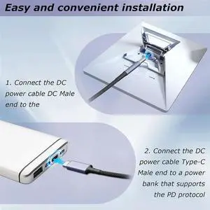 2X For Starlink Mini Type C To DC Power Cable Support 140W USB C Charging Cable For Starlink & Mobile Power Bank 1