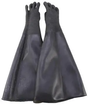 Rubber Black Sandblaster Gloves Stripe Abrasive Sand Blasting Gloves for Blasting Cabinet 65x30cm