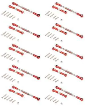 20X RC Steering Rod CNC Machining Aluminum Alloy Steering Linkage Rod Set For WPL 1608T,Red
