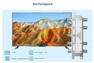 2X Digital 8 Way Coaxial Cable Splitter 5-2400Mhz, RG6 Compatible, Work With Analog/Digital TV Connections And Int
