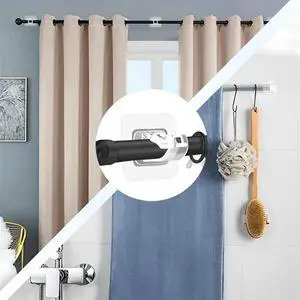 52PCS Curtain Rods No Drill Curtain Rod Brackets Hooks Nail Free Adjustable Stick On Curtain Rod Transparent Hook