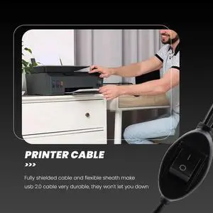 2X 2 In 1 Printer Cable USB A To B Male To Male Printer Cable For  Printer Splitter For Two Comput