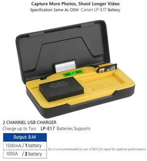 LP-E17 Charger For EOS R50 R100 RP R10 R8,Rebel T8i,T7i T6i,T6s SL2,SL3 M3,M5 250D,Dual Slot