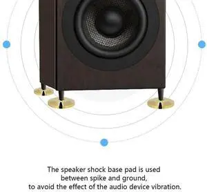 24 Pcs Universal Copper Speaker Spikes Pads Speaker Shock Base Pad Isolation Stand Feet Cone Base Mats Floor 25 X