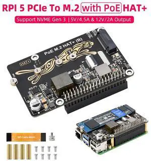 Raspberry Pi 5 Pcie To M. 2 With Poe HAT(B) M. 2 Solid State Drive Supports Nvme Protocol Read Write