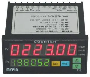 Mypin FH8-6CRRB Dual Display Digital Counter 6 Digits Light-Emitting Diode AC/DC Length Meter Black