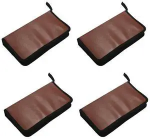4X 80-Discs Portable Leather Storage Bag Zippered Storage Case For CD DVD Hard Disk Album - Brown
