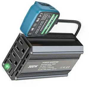 300 Watt 18V To 110V Power Inverter For  Inverter Charger DC Adapter With 2 AC Outlets& 2 USB Port F