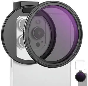 Clip On 67Mm ND2-32 Magnetic Phone Lens Filter Kit Phone Clip With Magnetic Adapter Ring For Phone