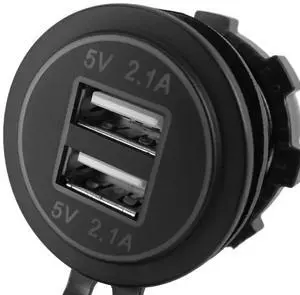 8X 5V 4.2A Dual 2USB Charger Socket Adapter Power Outlet For 12V 24V Car Motorcycle(Blue)