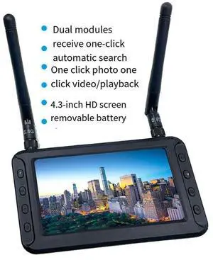 4.3Inch 5.8G Dual Receiver FPV DVR Monitor, LCD Screen 800X480, For RC FPV Drone Quadcopter