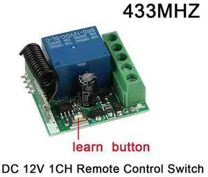 5X 433 Mhz RF Wireless Switch Receiver DC 12V Single Relay Receiver Module With 10 Remote Transmitter