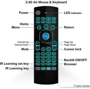 5X Air Mouse For Android Tv Box, Mini Wireless Keyboard Air Remote Mouse Control With RGB Backlit MX3 Pro IR Learn