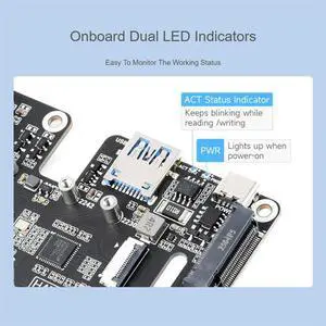 Pcie To M.2 USB HAT+ For Raspberry Pi 5 Supports Nvme Protocol Solid State Drive Expands 4-Ch USB 3.2 Port