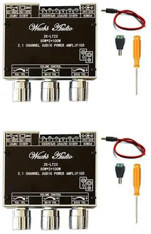 2X ZK-LT23 Bluetooth Audio Amplifier Board With DC Cable 2.1 Channel 50Wx2+100W Subwoofer TWS True Wireless Audio