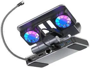 Fans Docking Station Adjustable Stand 6-In-1  4K Steam Deck/Rog Ally X/Legion Go/Claw